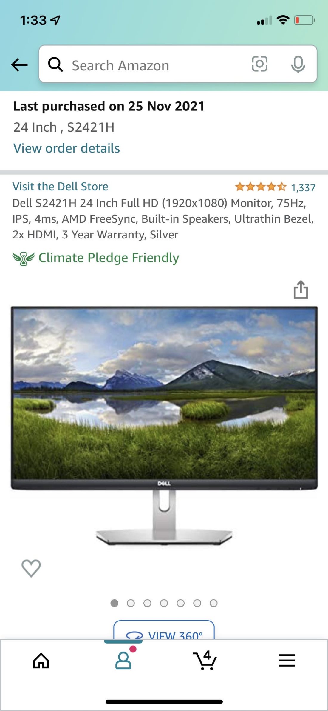Dell 24 Inch HD 1080p Monitor