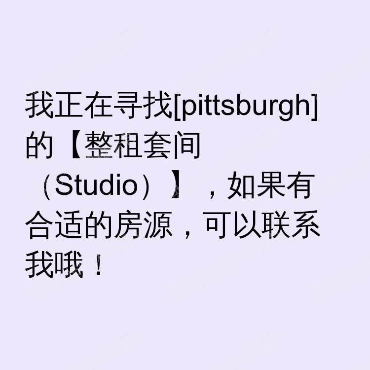匹兹堡(宾夕法尼亚州)求租
