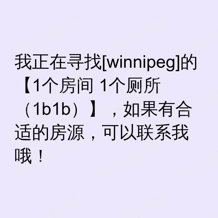 温尼伯(曼尼托巴省)求租
