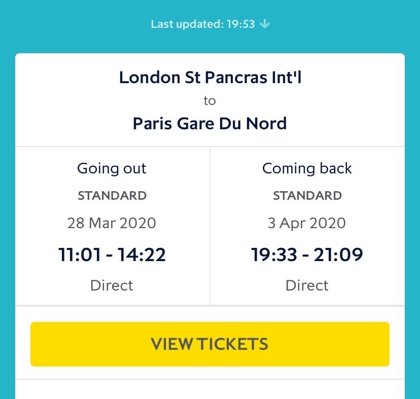 【低价转】双人欧洲之星伦敦-巴黎往返车票 8折！