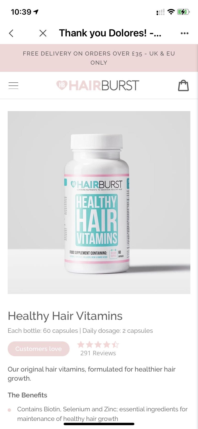 Hairburst Healthy 生发维生素