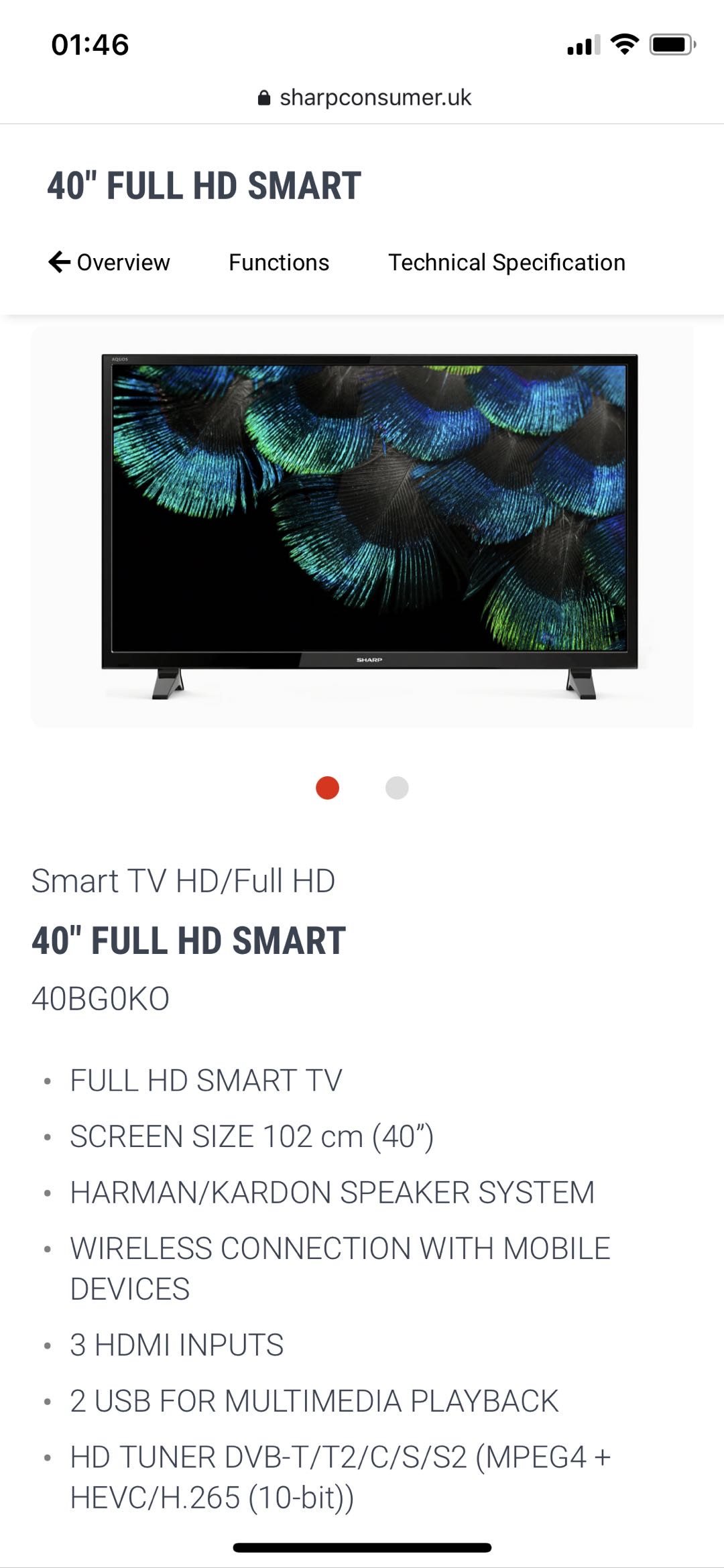 Sharp Smart TV HD智能电视 40寸