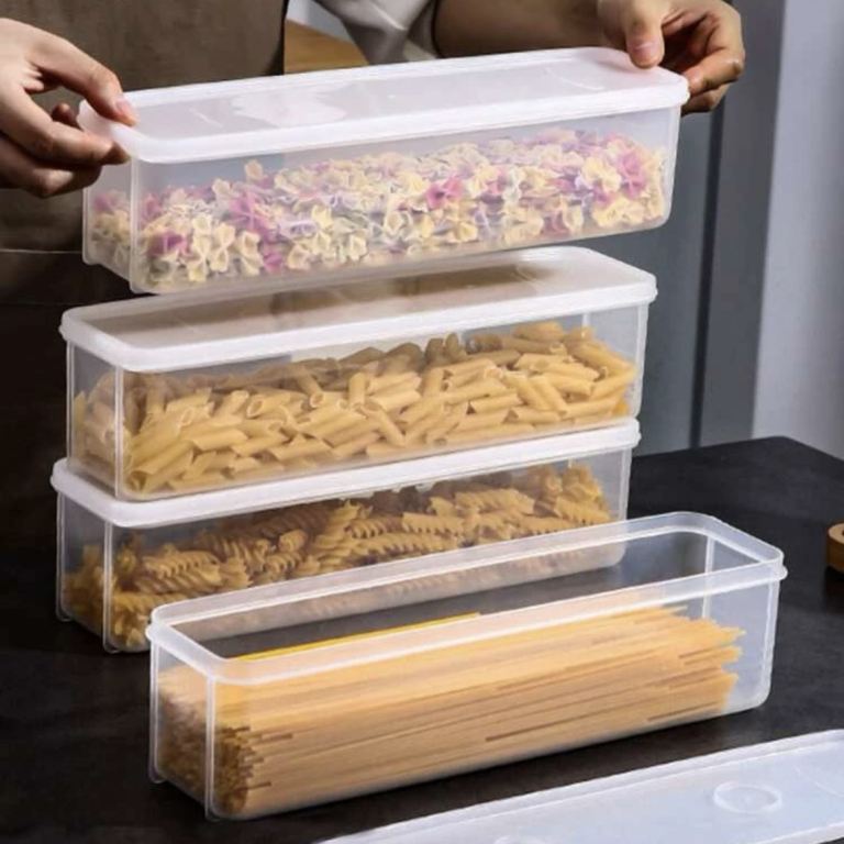 PP保鲜盒3个面条收纳盒长方形塑料冰箱食品保鲜盒带盖厨房杂粮食物挂面密封盒